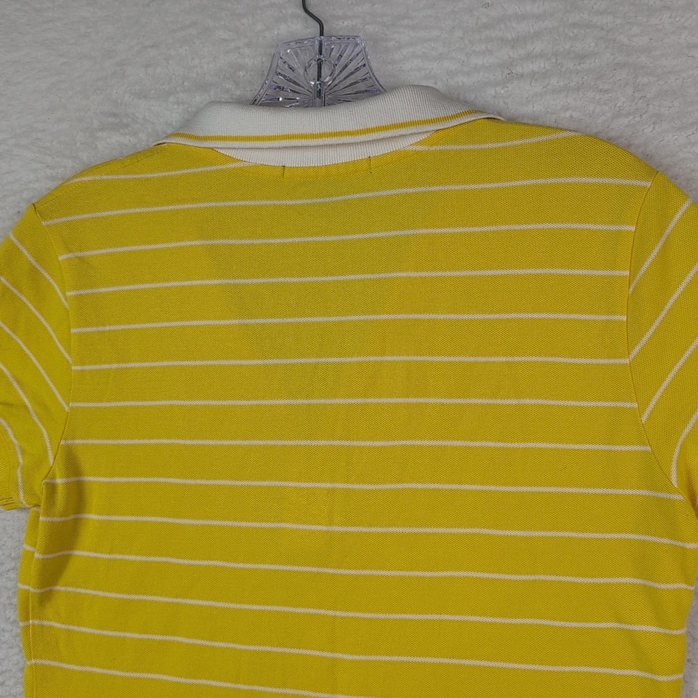 Ralph Lauren Sport Polo Shirt Women's Medium 1/4 Zip Yellow Striped Big Pony - Picture 6 of 8